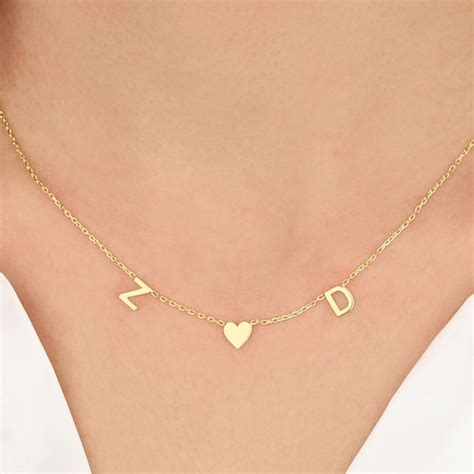 14K Solid GOLD Sideways Initial Necklace Perfect Gift For Etsy