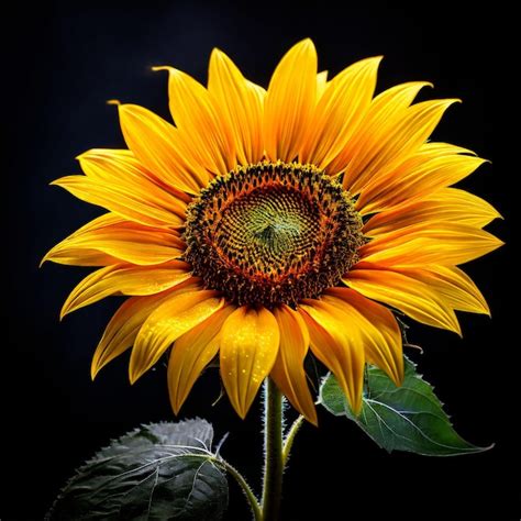 Beautiful Yellow Sunflower On Black Background Beautiful Yellow Sunflower On Black Background