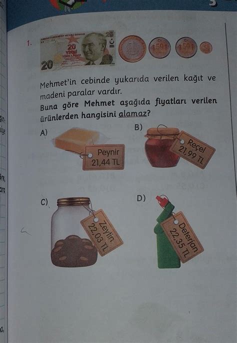 3etlo20Mehmet in cebinde yukarıda verilen kağıt vemadeni paralar vardır