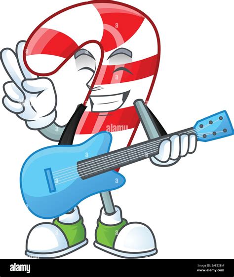 Super cool christmas candy cane cartoon character performance with guitar Stock Vector Image ...