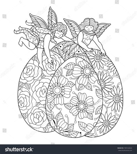 Little Angel Easter Eggs Hand Drawn Stock Vector (Royalty Free ...