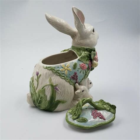 Fitz Floyd Fauna Flora Cookie Jar Bunny Rabbit Figure Easter Gift