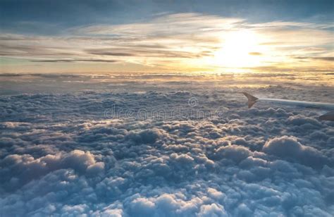 Aircraft Wing Sun And Clouds Stock Photo Image Of Blue View 36141796