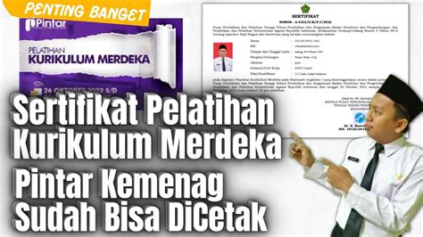 Sertifikat Pelatihan Kurikulum Merdeka Pintar Kemenag Sudah Bisa