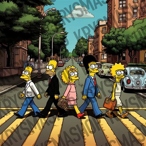 Beatles Abbey Road Simpson Cartoon Style Etsy