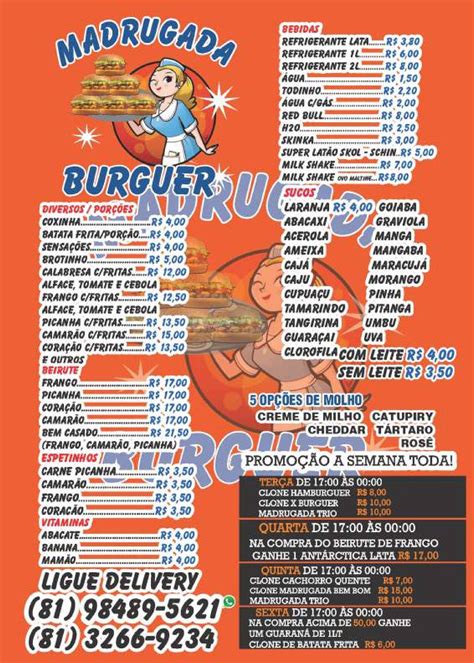 Menu Em Madrugada Burguer Pub Bar Recife