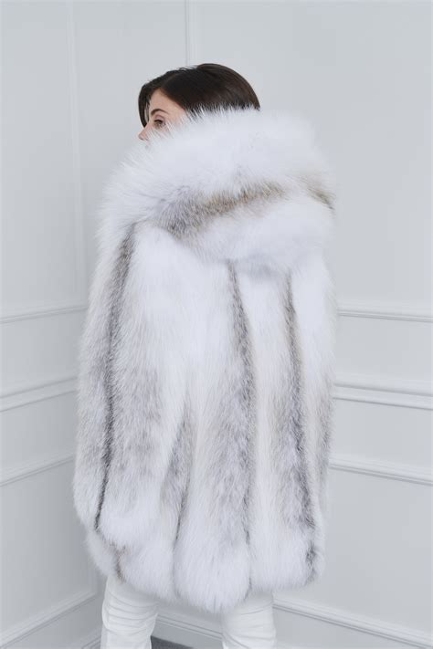 Arctic Gold Fox Fur Jacket With Hood Made Of 100 Real Fur Real Fur Coat Luxury Fur For Women