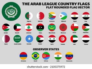 Arab League Country Flags Set Collection Stock Vector Royalty Free