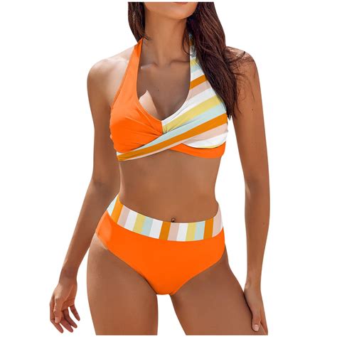 Vsssj Women S Two Piece Bikini Swimsuits Criss Cross Front Halter Neck