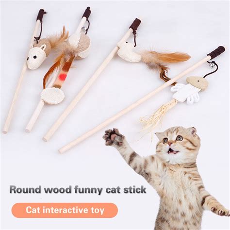 Jual Mainan Interaktif Kucing Tongkat Kayu Cat Toys Wood Stick Mouse