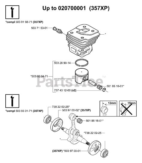 Husqvarna 357 XP Husqvarna Chainsaw 2006 02 Service Variations A