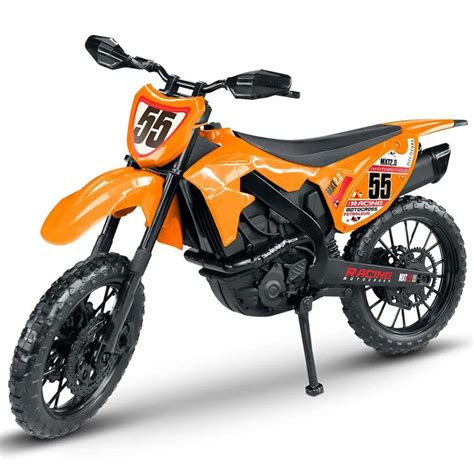 Brinquedo Moto Cross Trilha Racing Pneus Borracha Roma Laranja