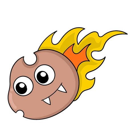 Premium Vector Fiery Meteor Flying In The Sky Doodle Icon Image Kawaii