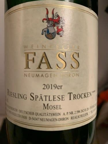 Weinkeller Fass Riesling Spätlese Trocken Vivino US