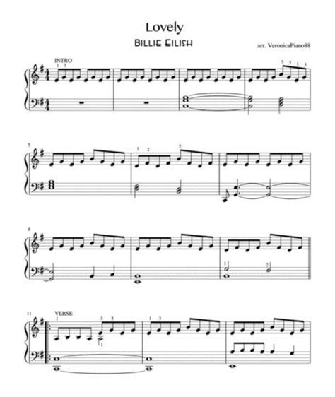 Billie Eilish - Lovely | Sheet music, Digital sheet music, Billie eilish