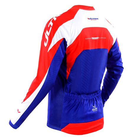 Camisa Ciclismo Manga Longa Ultra Bikes Max Dry Azul Vermelho Tamanho G