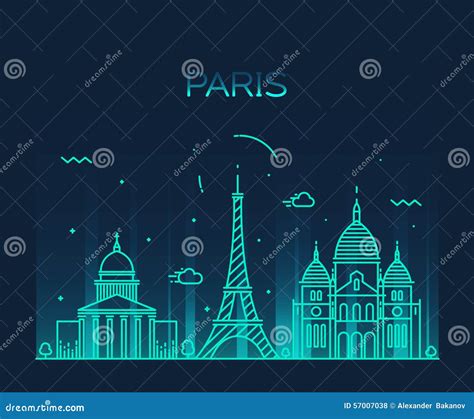 Paris City Skyline Silhouette Vector Logo Illustration Cartoondealer