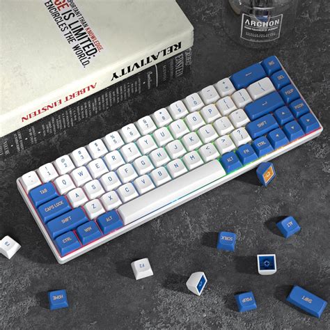 Mosptnspg Blue White 118 Key Cap Group CSA Profile Custom Keycaps PBT