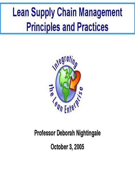 Lean Supply Chain Management Principles Supply Chain Lean Manufacturing