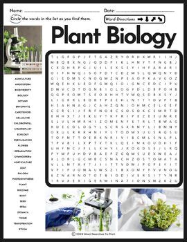 Plant Biology Word Search Puzzle By Word Searches To Print Tpt