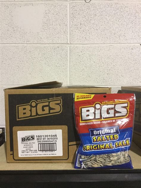 Case Of Bigs Original Salted And Roasted Sunflower Seeds 24 X 140g