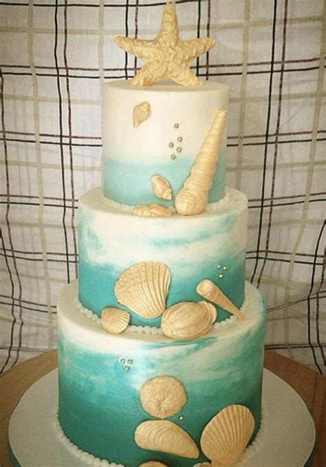 Pin By Jamie Vandewater On Cake Beach Wedding Cake Beach Themed