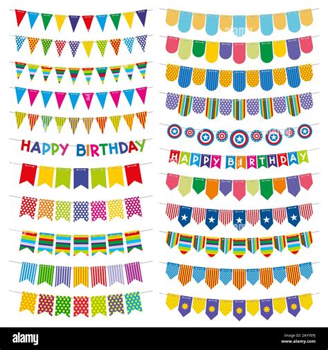 Colorful Bunting Flags And Garlands Birthday And Party Vector Decoration Color Pattern Flag On