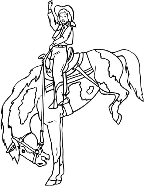 Coloriage Cowgirl Sur Son Cheval Imprimer Et Colorier