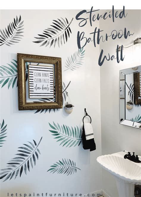 How To Stencil A Bathroom Accent Wall Lets Paint Furniture