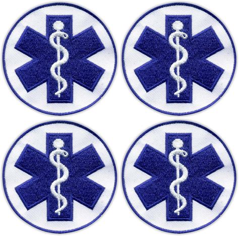 Set Of Four Star Of Life Small 26 Paramedic Cross Blue Sew On