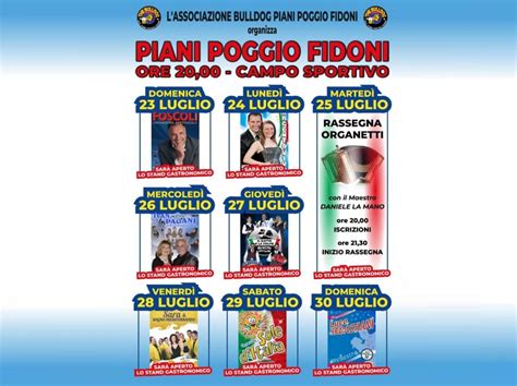 E FESTA Dal 27 Al 30 Luglio Fine Settimana Di Musica A Piani Poggio