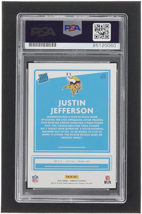 Justin Jefferson Signed 2020 Donruss 313 RR RC PSA Autograph Graded