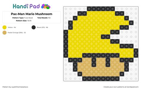 Pac Man Mario Mushroom Fuse Bead Pattern Kandi Pad Kandi Patterns