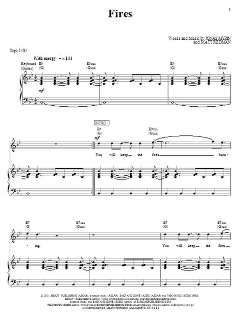 Fires By Matt Redman Sheet Music For Piano Vocal And Guitar Chords