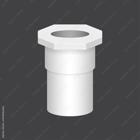 PVC Plastic Pipe Fitting Vector Icon Adapter With Slip Socket Opening