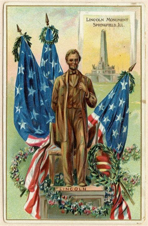 Vintage Patriotic Postcard President Abraham Lincoln American Flags