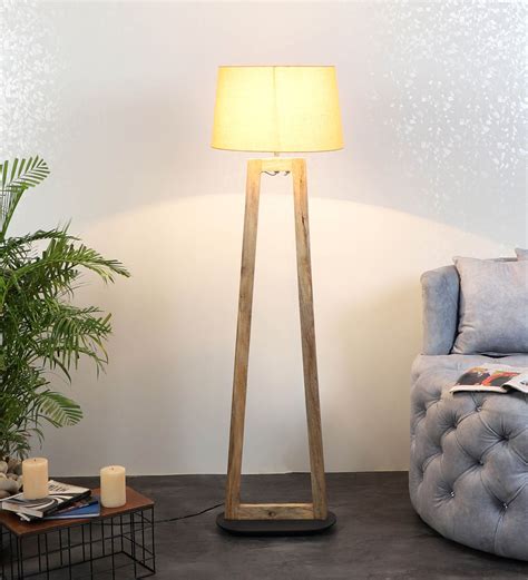 Buy Amalia Beige Iron Shade Club Floor Lamp With Wood Base At Off