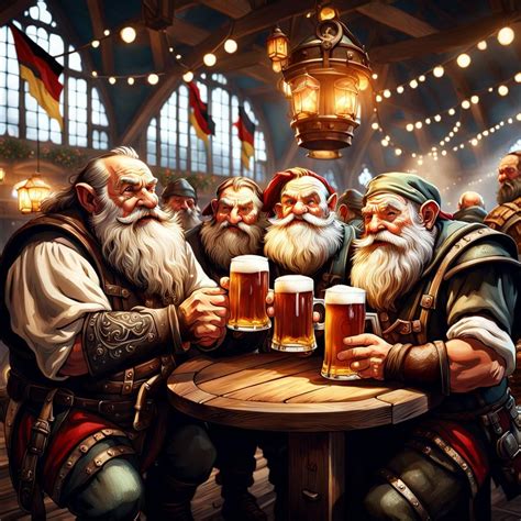 Dwarfs Drinking Beer At German Oktoberfest Ai Generated Artwork