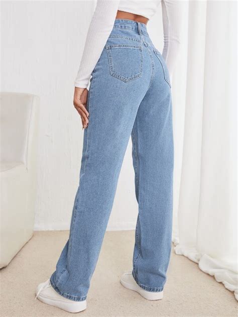 SHEIN Frenchy High Waisted Straight Leg Jeans SHEIN USA