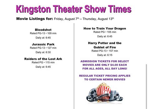 Here Is The New Movie Schedule That Kingston Theater Facebook