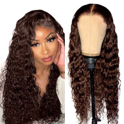 Amazon X Brown Human Hair Lace Front Curly Wig Inch Brown