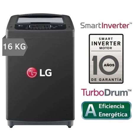 Lavadora Lg 16 Kg Smart Inverter Con Turbodrum Wt16bpb Negro Lg