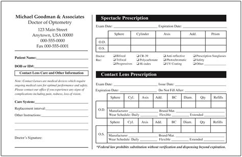 Printable Blank Contact Lens Prescription Form - Printable Forms Free ...