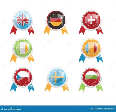 European Day Of Languages Badges And Flags A Stock Vector