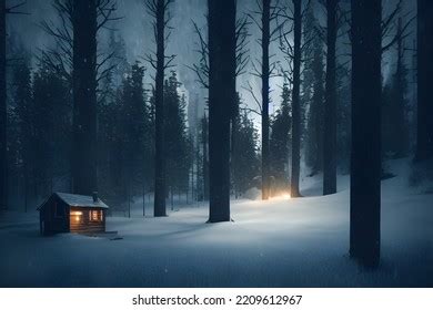 Warm Cabin Alone Winter Woods Stock Illustration 2209612967 | Shutterstock