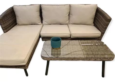 Juego Living Jardin Sofa Esquinero Rattan Dise O Premium Imp En Venta