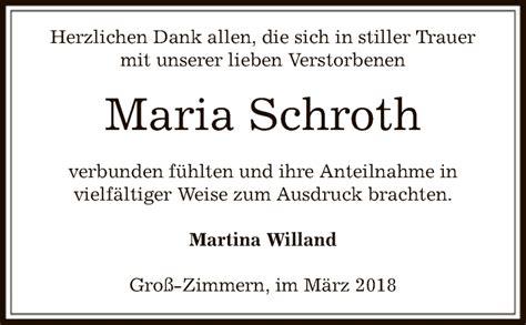 Traueranzeigen Von Maria Schroth Trauer Op Online De