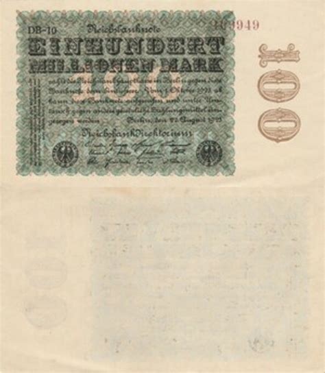 100 000 000 Mark Reichsbanknote Alemania 1871 1948 Numista