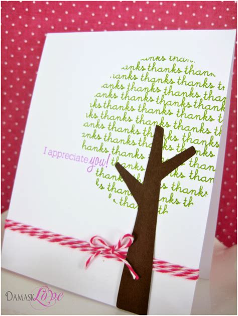 Thank You Tree Card - Damask Love