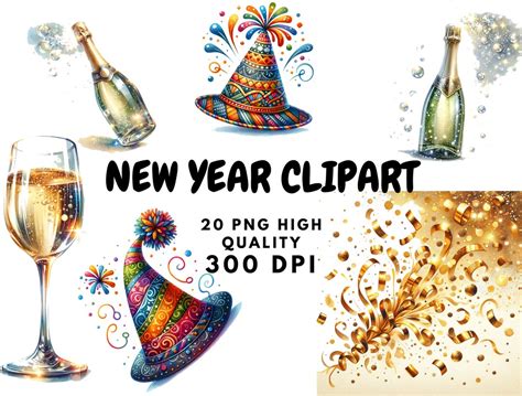 New Year Clipart Watercolor Png Watercolor Clipart New Year Wall